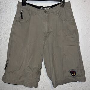 Plugg Cargo Shorts Mens 32 Khaki Tan Multi Pocket Utility Y2K Skater Grunge Emo